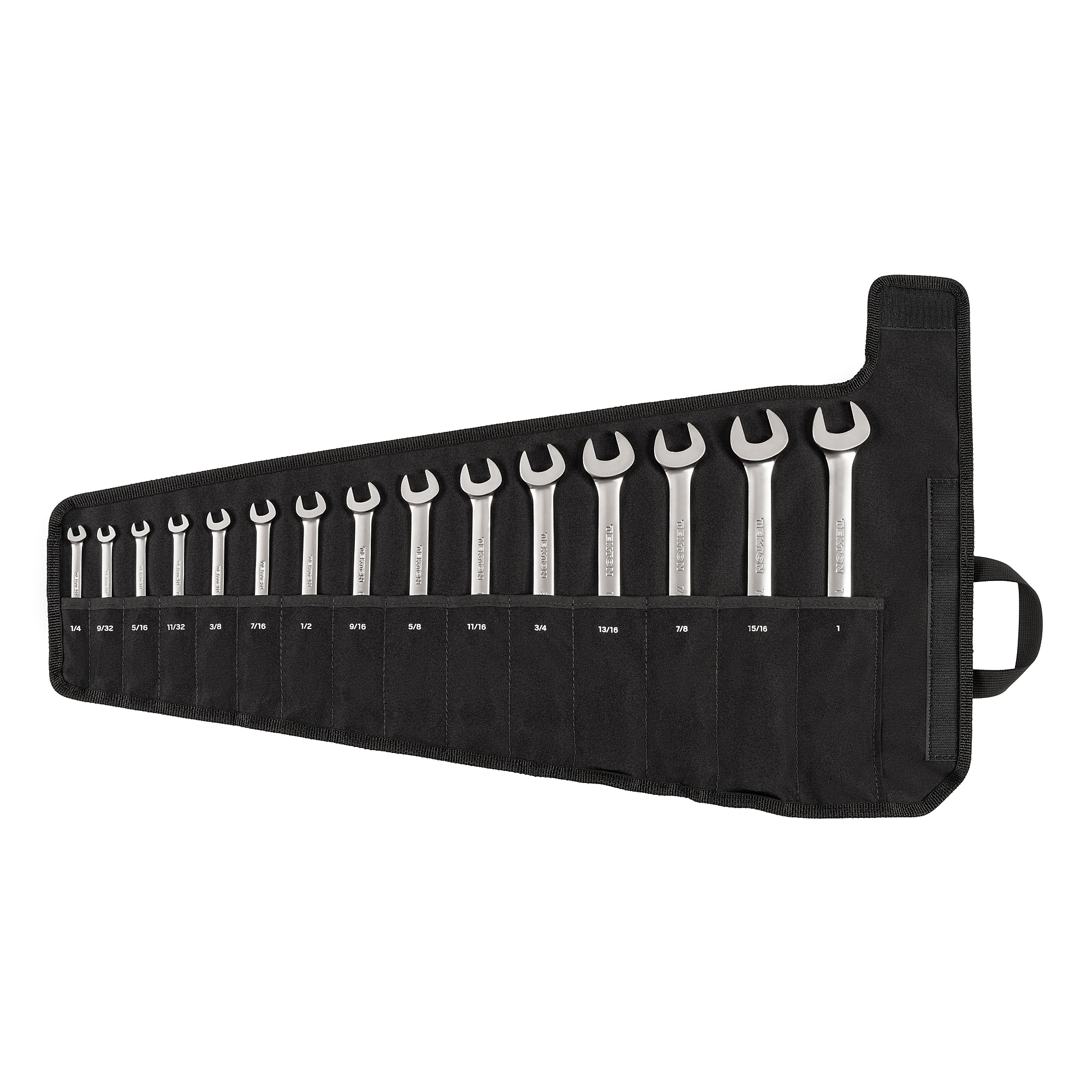 TEKTON Flex Head Ratcheting Combination Wrench Set with Roll, 15-Piece (1/4 - 1 in.) | WRC95401